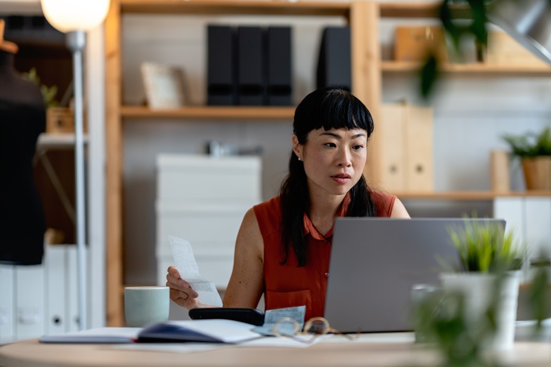 woman working on laptop